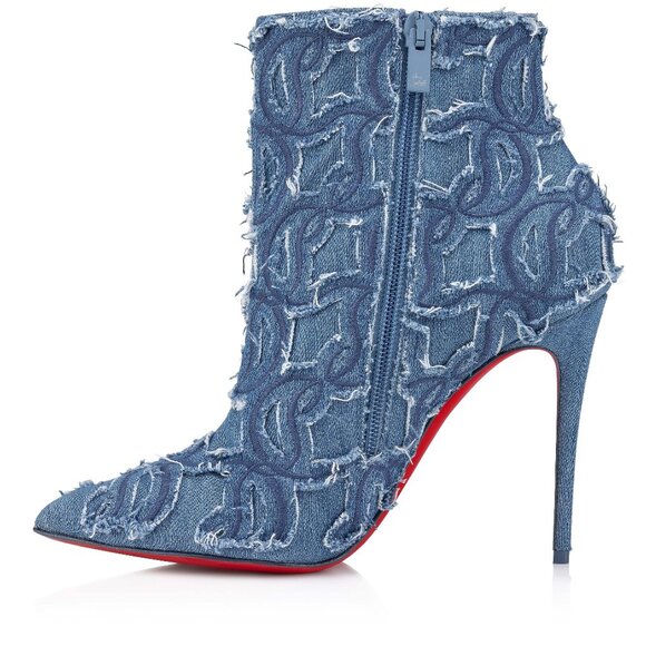 Christian Louboutin SO KATE BOOTY 100 Denim Ankle Bootie Boots Heels - Picture 3 of 16